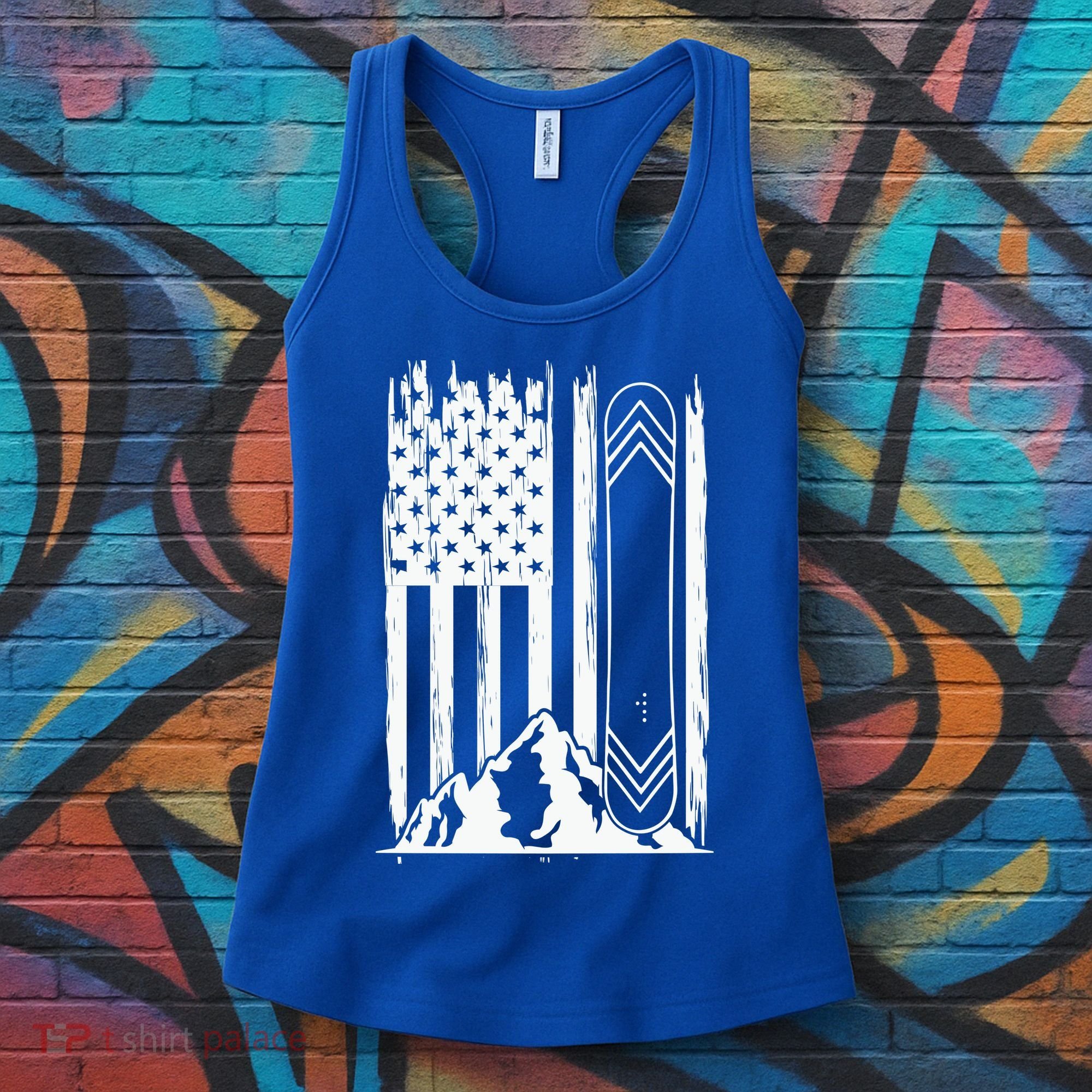 Snowboarding American Flag Women's Tank Top