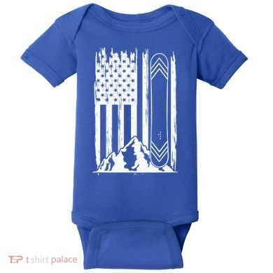Snowboarding American Flag Baby Bodysuit