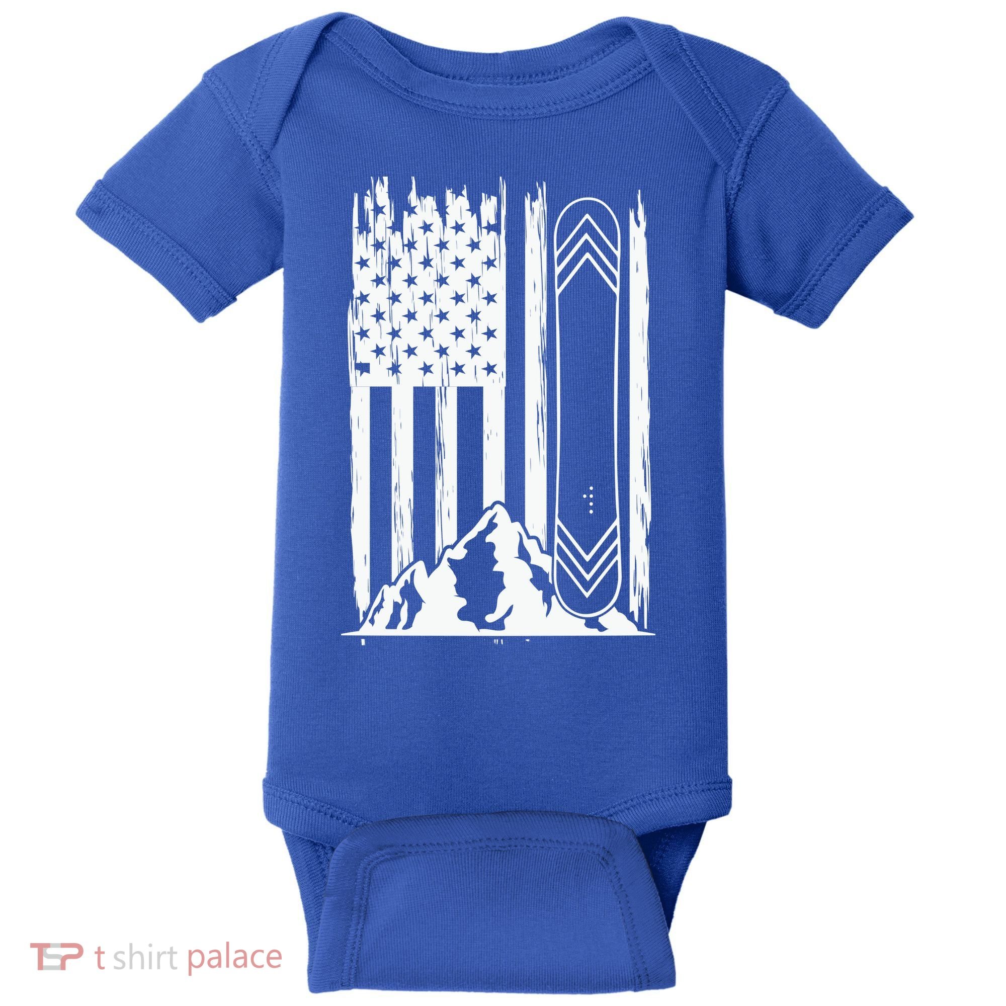 Snowboarding American Flag Baby Bodysuit