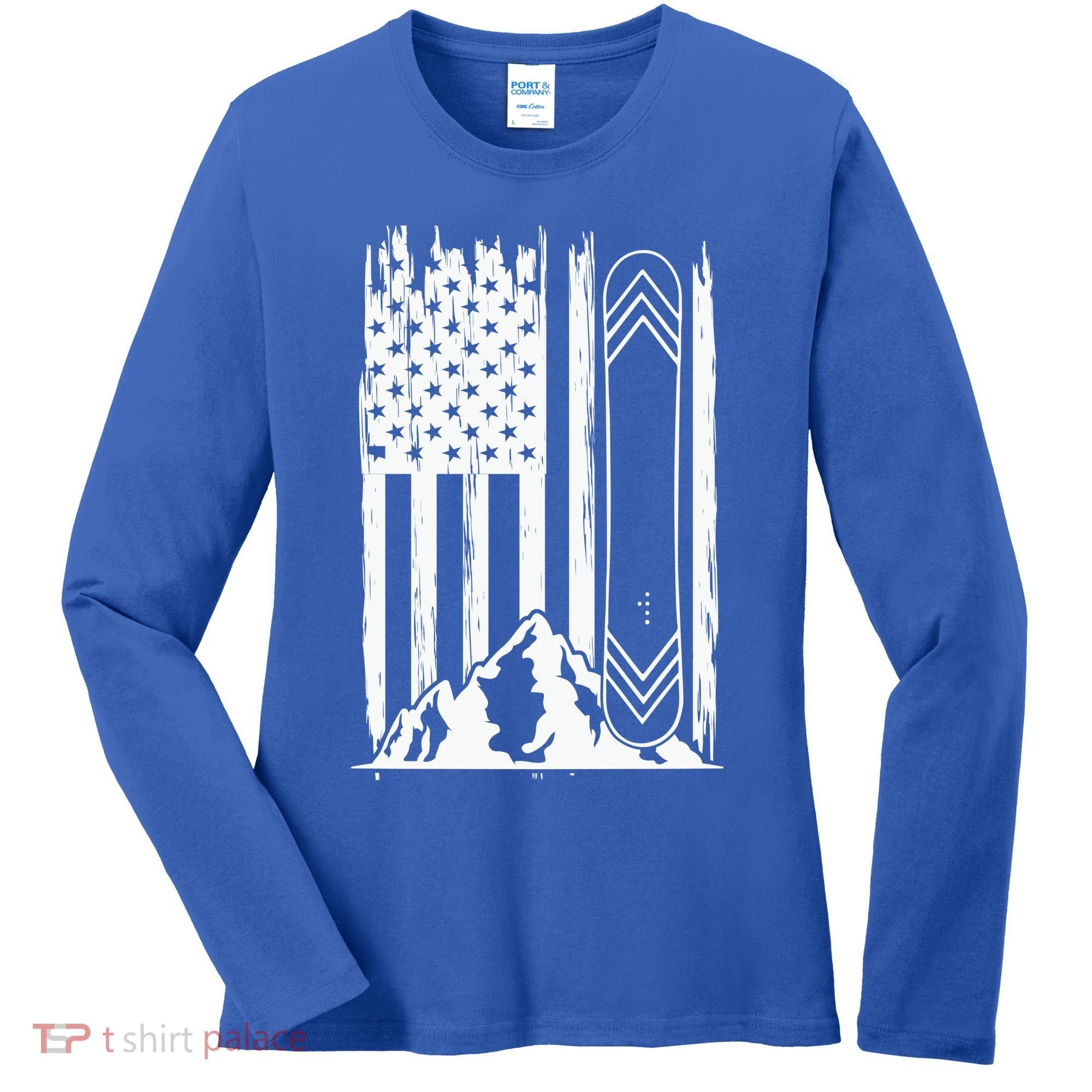 Snowboarding American Flag Women's Long Sleeve Shirt