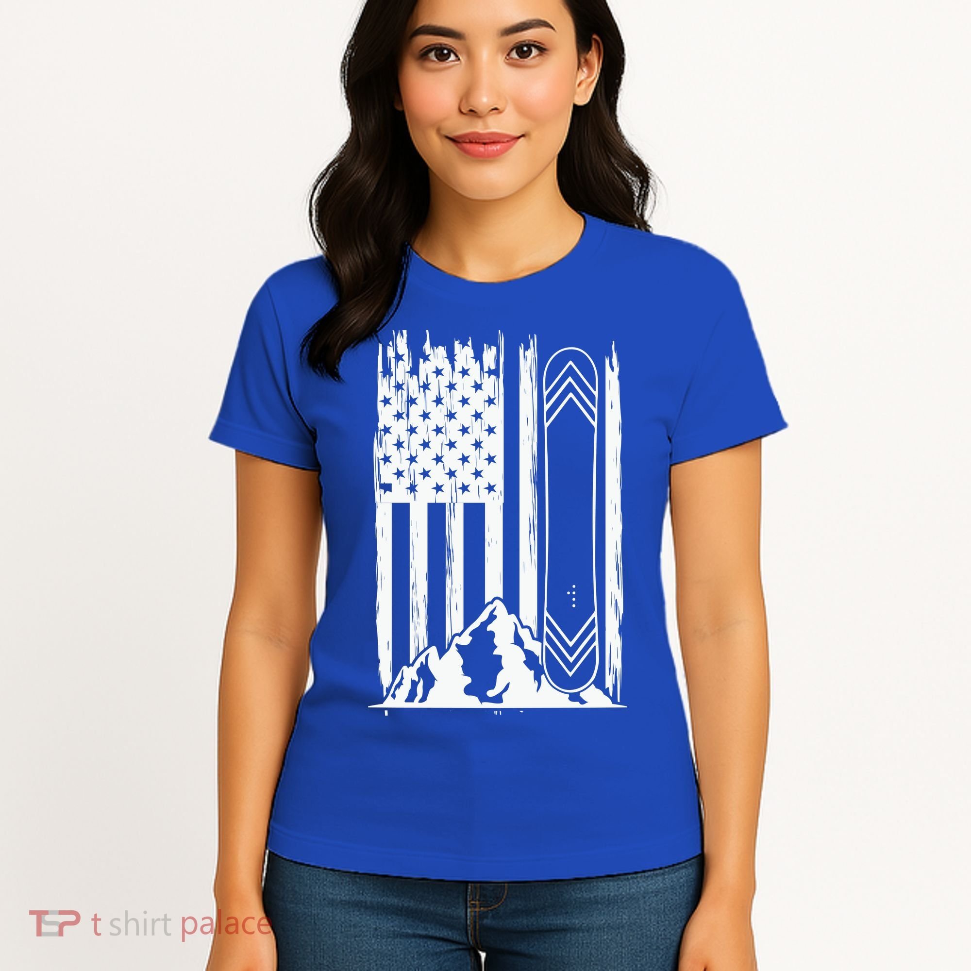 Snowboarding American Flag Women's T-Shirt