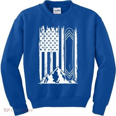 Snowboarding American Flag Kids Sweatshirt