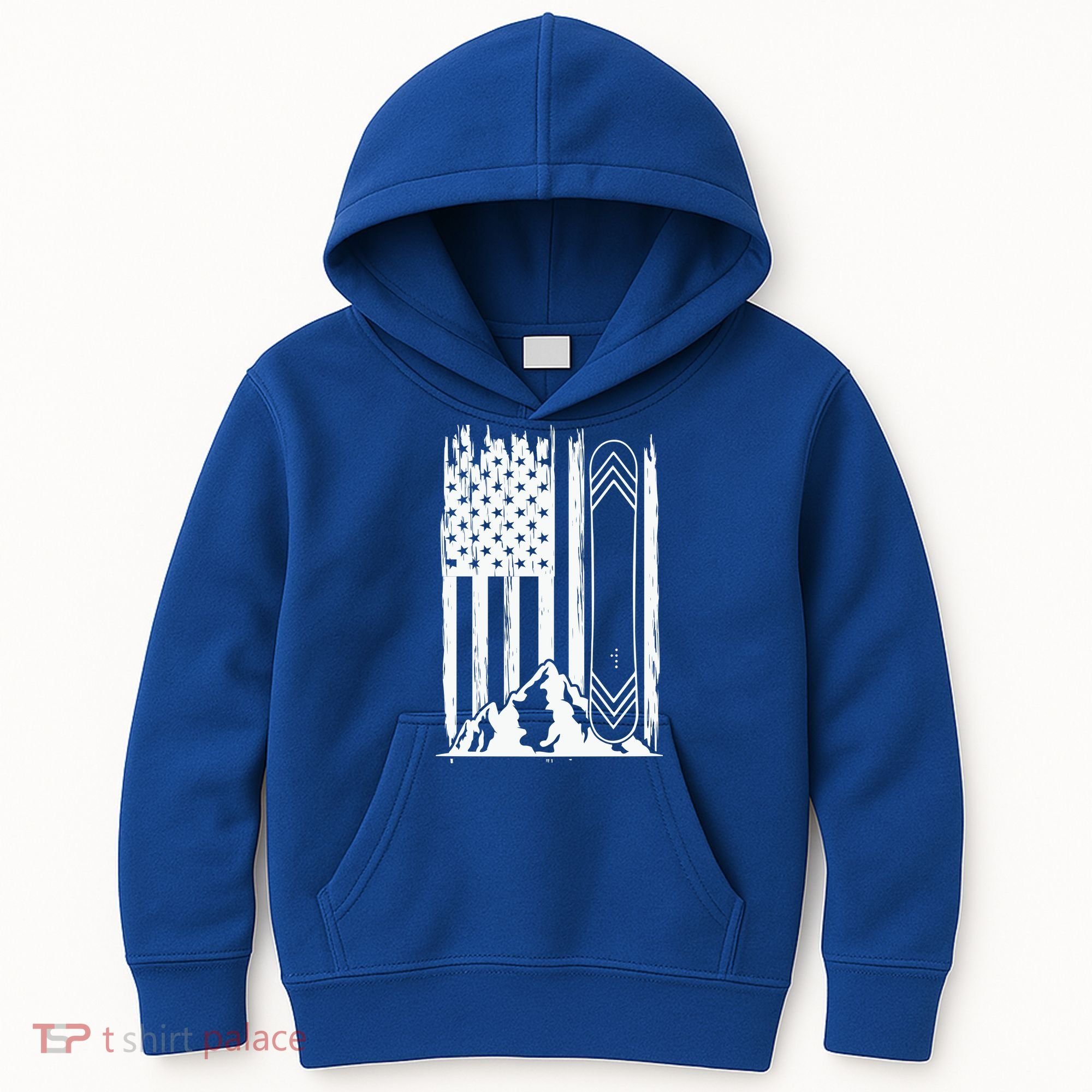 Snowboarding American Flag Kids Hoodie