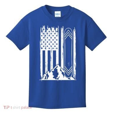 Snowboarding American Flag Kids T-Shirt