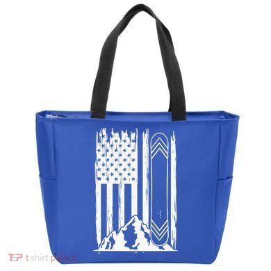 Snowboarding American Flag Tote Bag