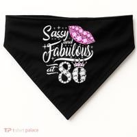 Sassy and fabulous at 80 Years Old 80th Birthday crown lips USA-Made Doggie Bandana thumb 0