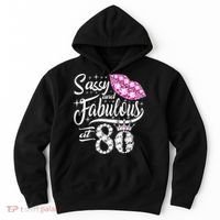 Sassy and fabulous at 80 Years Old 80th Birthday crown lips Hoodie thumb 0