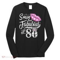 Sassy and fabulous at 80 Years Old 80th Birthday crown lips Long Sleeve Shirt thumb 0