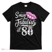 Sassy and fabulous at 80 Years Old 80th Birthday crown lips T-Shirt thumb 0