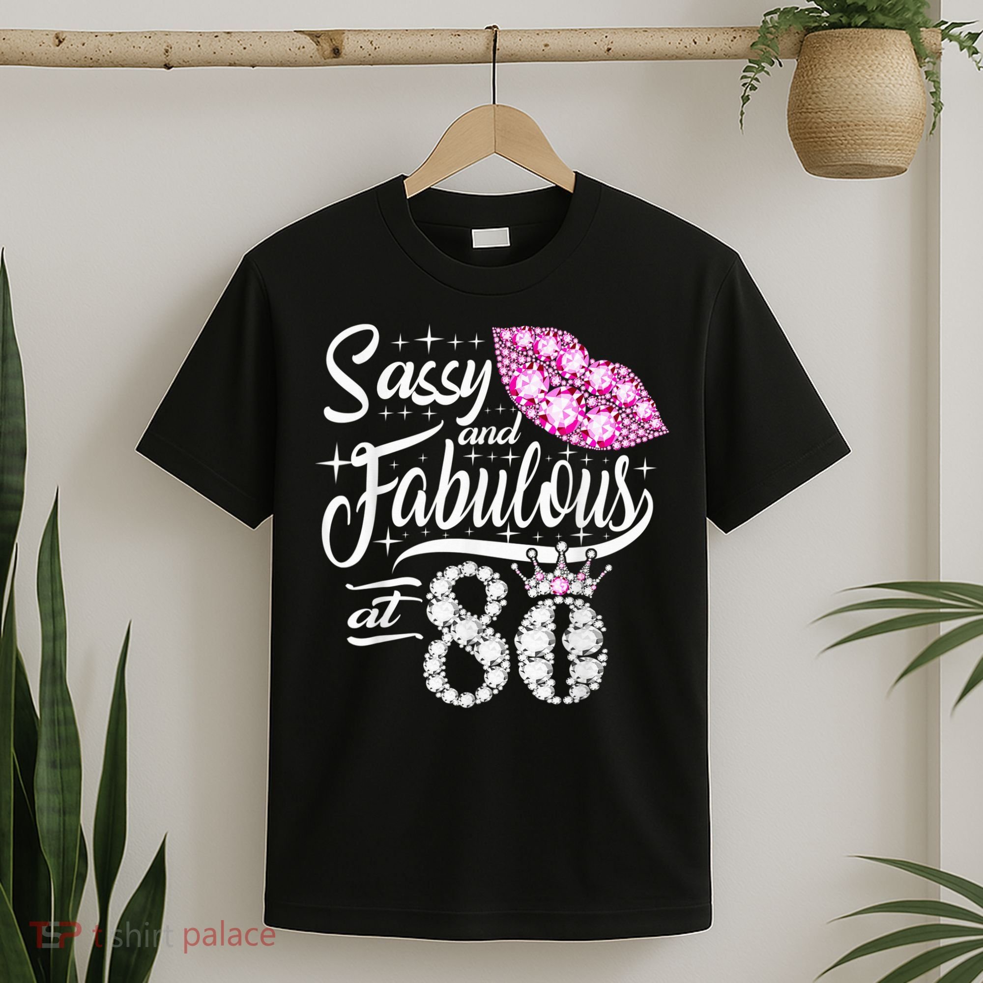 Sassy and fabulous at 80 Years Old 80th Birthday crown lips T-Shirt