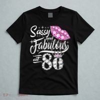 Sassy and fabulous at 80 Years Old 80th Birthday crown lips T-Shirt thumb 5