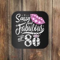 Sassy and fabulous at 80 Years Old 80th Birthday crown lips Coaster thumb 0