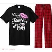 Sassy and fabulous at 80 Years Old 80th Birthday crown lips Pajama Set thumb 0