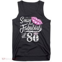 Sassy and fabulous at 80 Years Old 80th Birthday crown lips Tank Top thumb 0