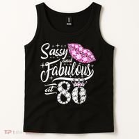 Sassy and fabulous at 80 Years Old 80th Birthday crown lips Tank Top thumb 2