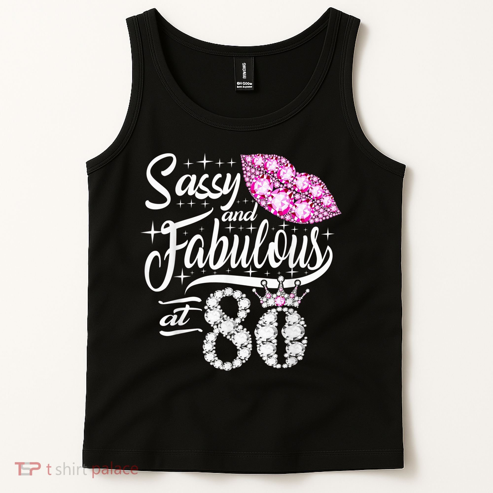 Sassy and fabulous at 80 Years Old 80th Birthday crown lips Tank Top