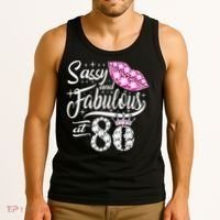 Sassy and fabulous at 80 Years Old 80th Birthday crown lips Tank Top thumb 3