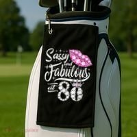 Sassy and fabulous at 80 Years Old 80th Birthday crown lips Golf Towel thumb 2