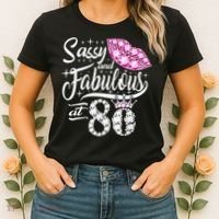 Sassy and fabulous at 80 Years Old 80th Birthday crown lips Women's T-Shirt thumb 2