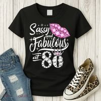 Sassy and fabulous at 80 Years Old 80th Birthday crown lips Women's T-Shirt thumb 3