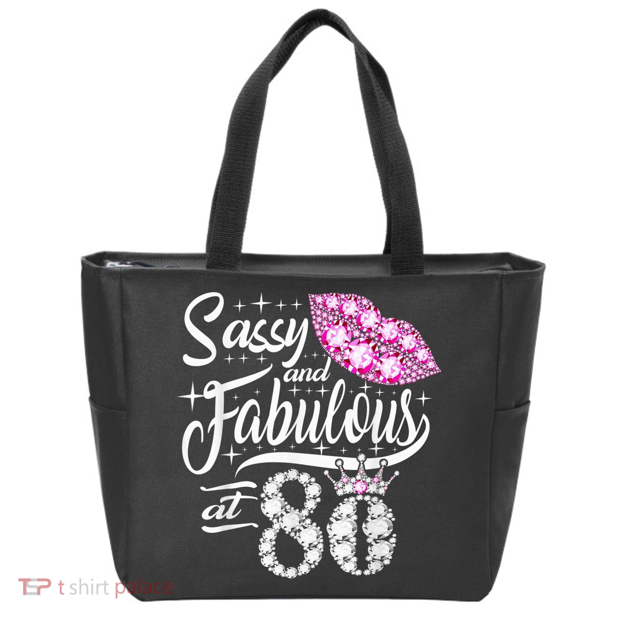 Sassy and fabulous at 80 Years Old 80th Birthday crown lips Tote Bag