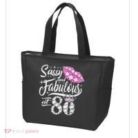 Sassy and fabulous at 80 Years Old 80th Birthday crown lips Tote Bag thumb 3