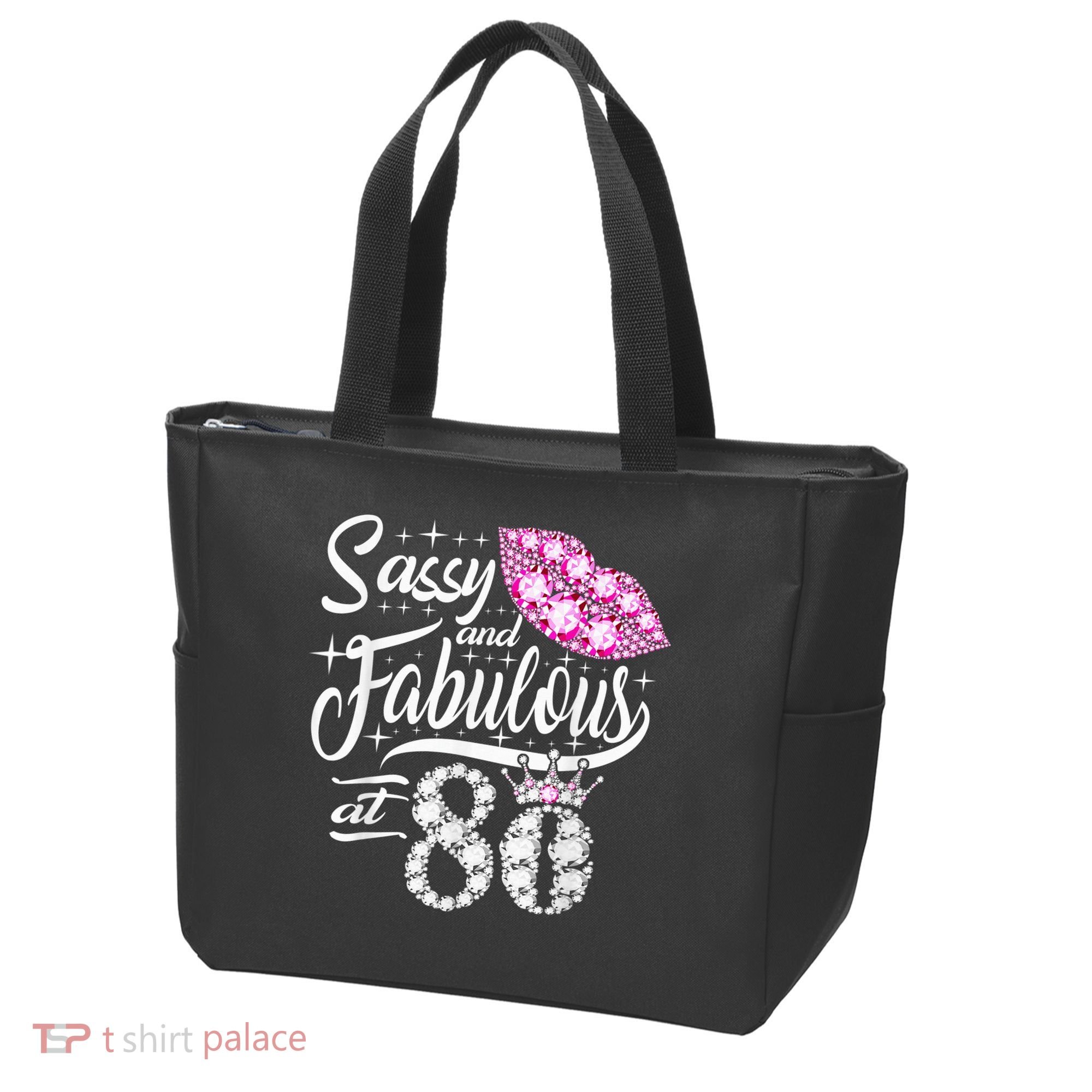 Sassy and fabulous at 80 Years Old 80th Birthday crown lips Tote Bag
