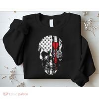 Skull American Flag Darts Board Throwing Sports Player Gift Sweatshirt thumb 2