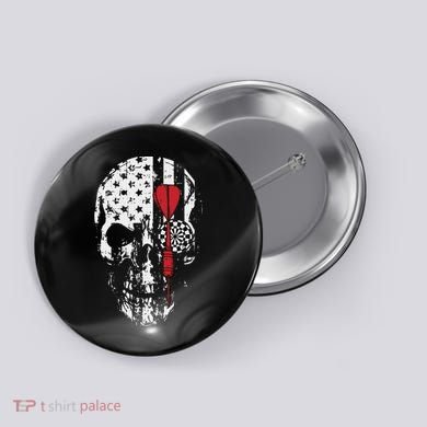 Skull American Flag Darts Board Throwing Sports Player Gift Button