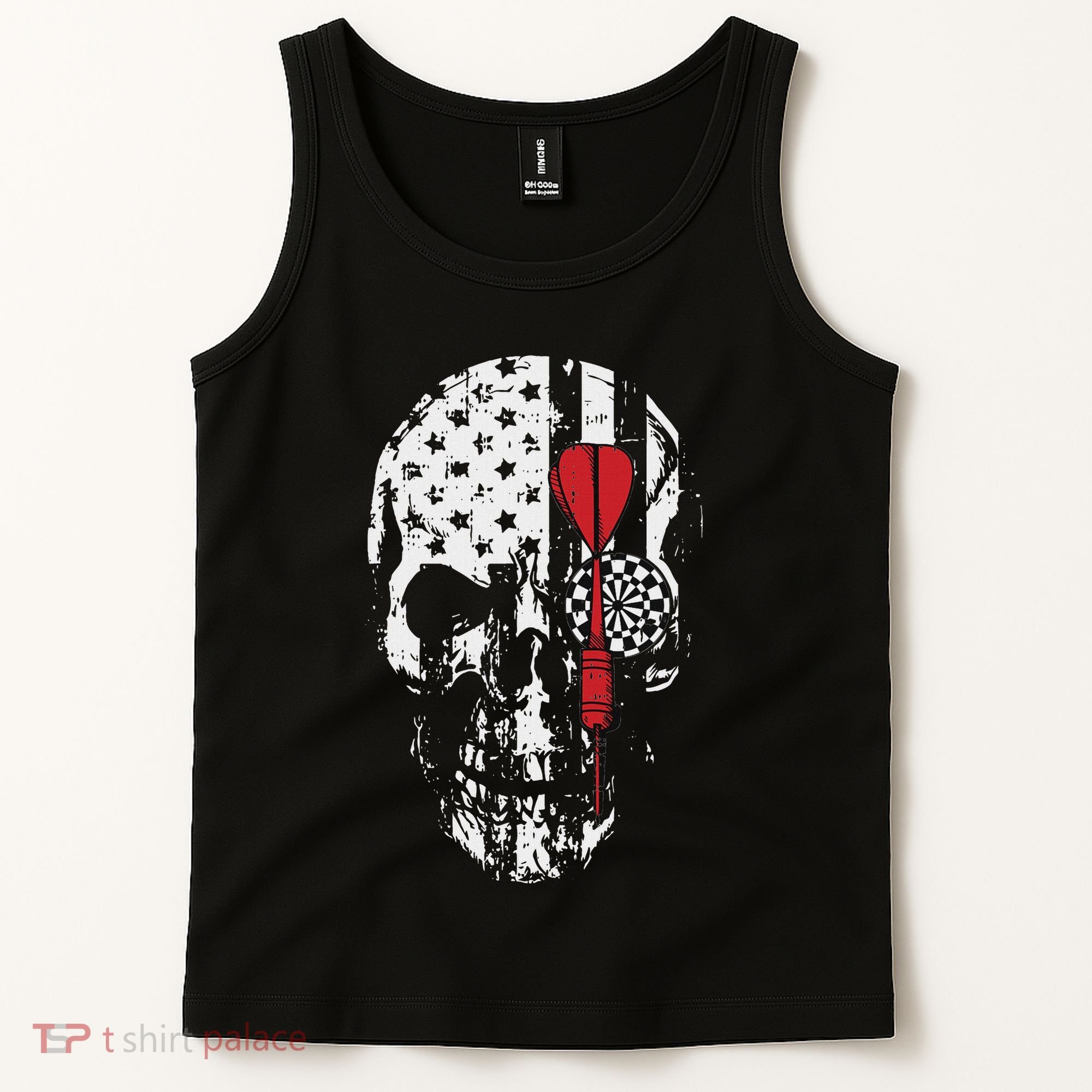 Skull American Flag Darts Board Throwing Sports Player Gift Tank Top