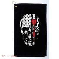 Skull American Flag Darts Board Throwing Sports Player Gift Golf Towel thumb 0