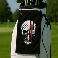 Skull American Flag Darts Board Throwing Sports Player Gift Golf Towel thumb 2