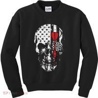 Skull American Flag Darts Board Throwing Sports Player Gift Kids Sweatshirt thumb 0