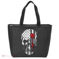 Skull American Flag Darts Board Throwing Sports Player Gift Tote Bag thumb 0