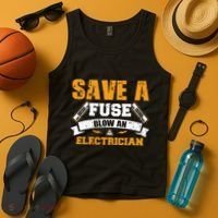 Save A Fuse Blow An Electrician T Tank Top thumb 4