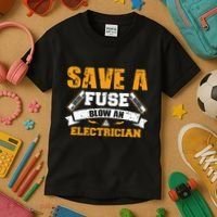 Save A Fuse Blow An Electrician T Kids T-Shirt thumb 3