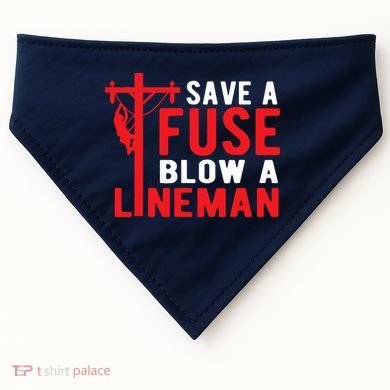 Save A Fuse Blow A Lineman Funny Lineman USA-Made Doggie Bandana