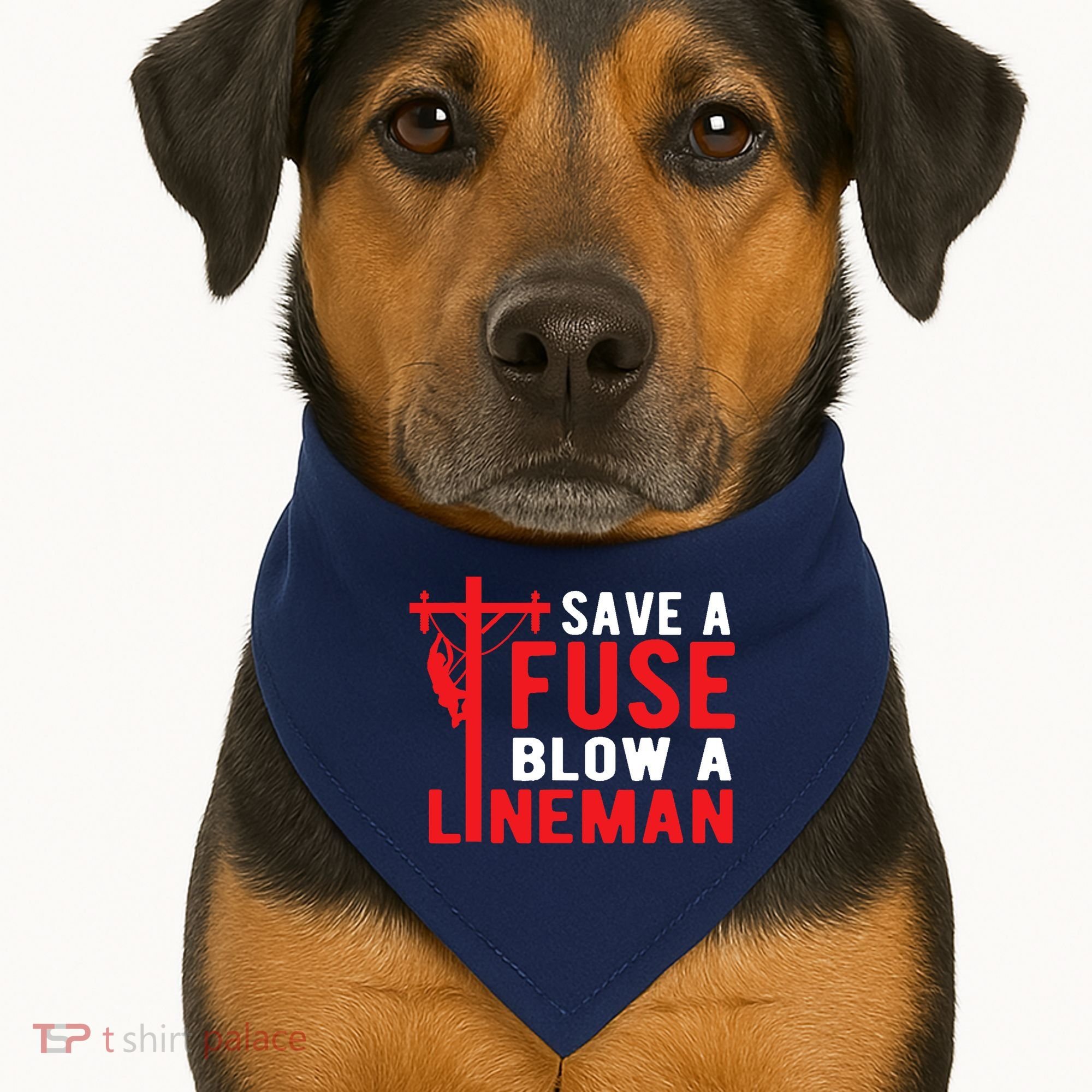 Save A Fuse Blow A Lineman Funny Lineman USA-Made Doggie Bandana