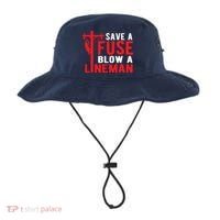 Save A Fuse Blow A Lineman Funny Lineman Bucket Hat thumb 0