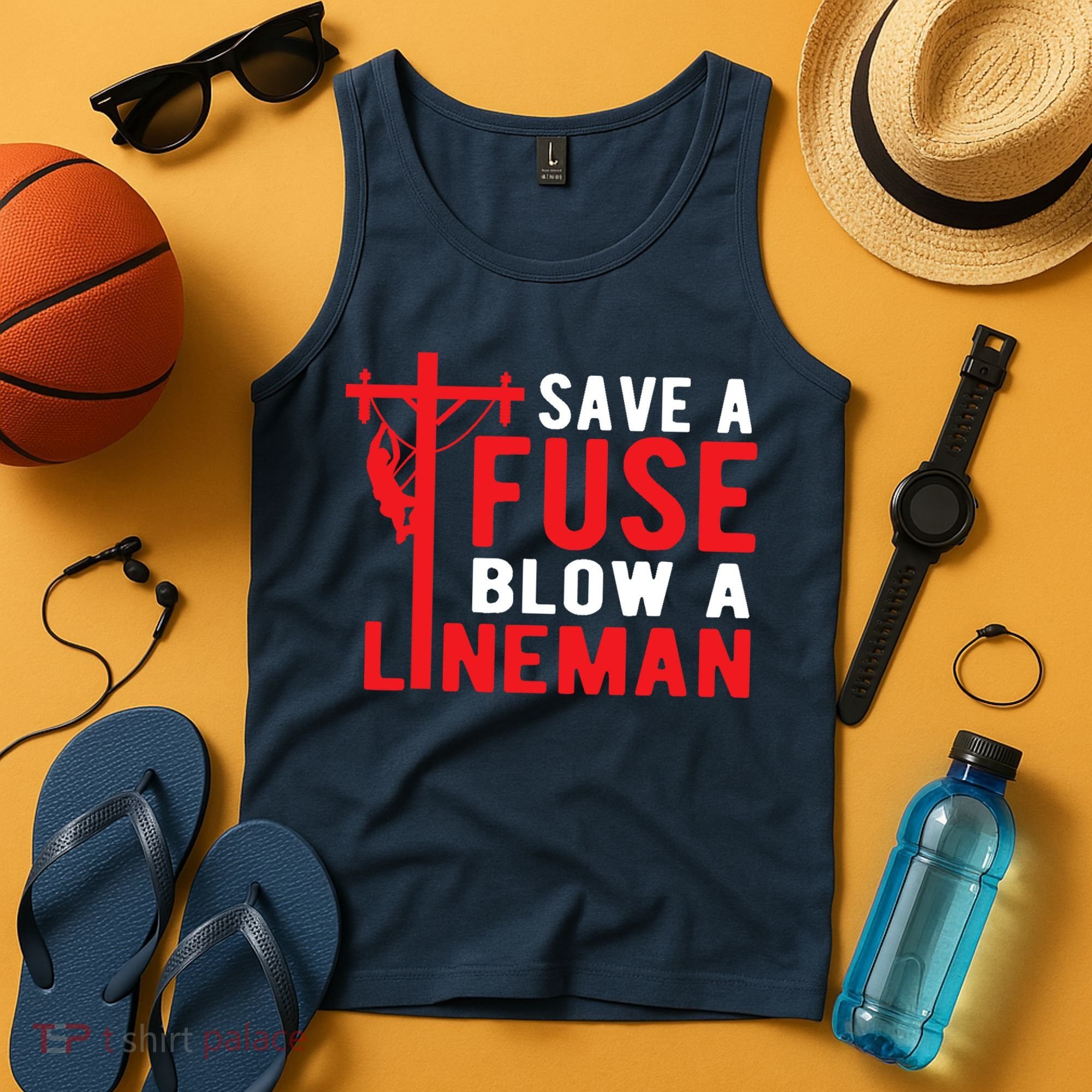 Save A Fuse Blow A Lineman Funny Lineman Tank Top