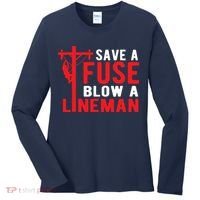 Save A Fuse Blow A Lineman Funny Lineman Women's Long Sleeve Shirt thumb 0
