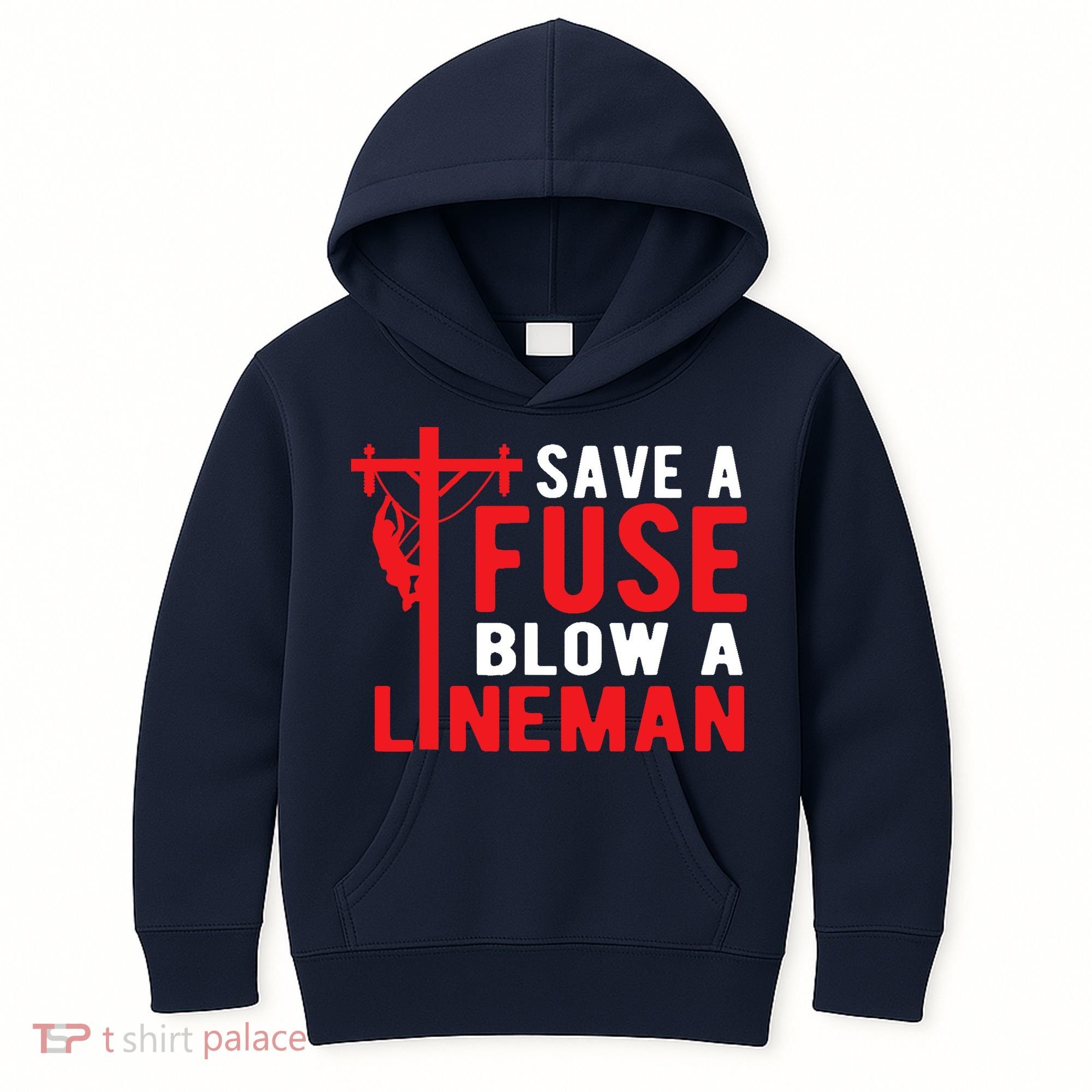 Save A Fuse Blow A Lineman Funny Lineman Kids Hoodie