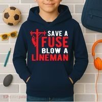Save A Fuse Blow A Lineman Funny Lineman Kids Hoodie thumb 2