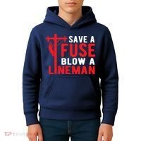 Save A Fuse Blow A Lineman Funny Lineman Kids Hoodie thumb 4