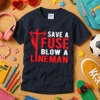 Save A Fuse Blow A Lineman Funny Lineman Kids T-Shirt thumb 3