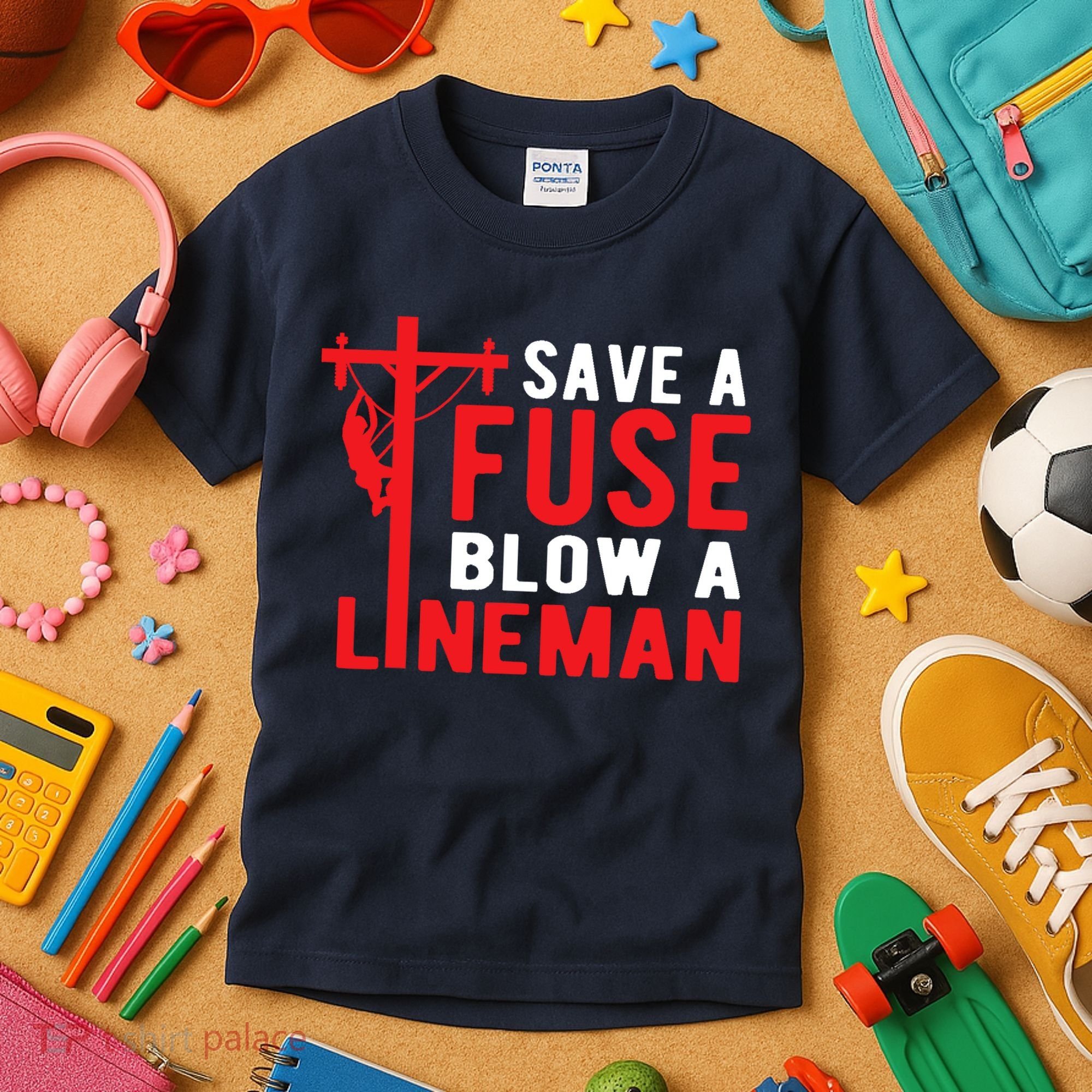 Save A Fuse Blow A Lineman Funny Lineman Kids T-Shirt