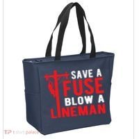 Save A Fuse Blow A Lineman Funny Lineman Tote Bag thumb 2
