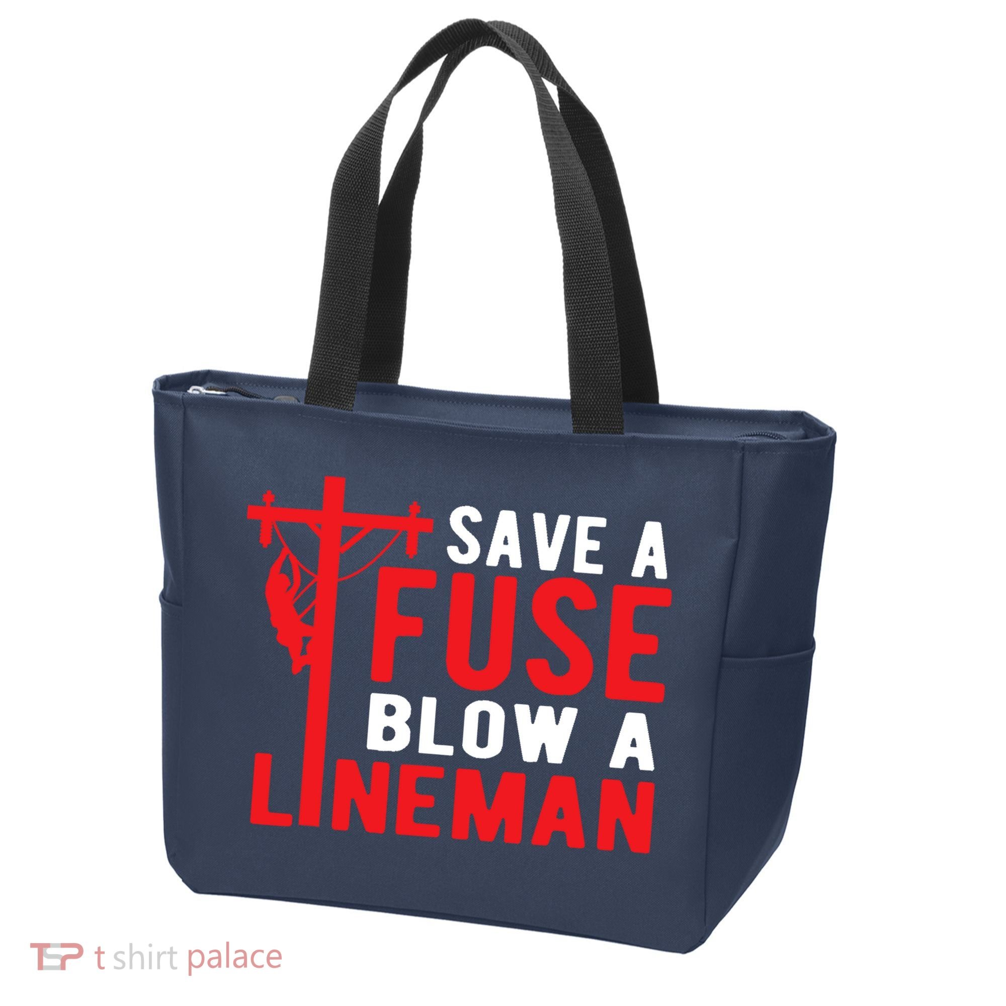 Save A Fuse Blow A Lineman Funny Lineman Tote Bag