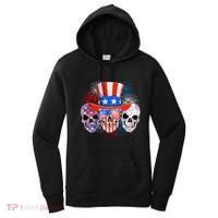 Skull American Flag 4th Of July Patriotic Usa Funny Great Gift Women's Hoodie thumb 0
