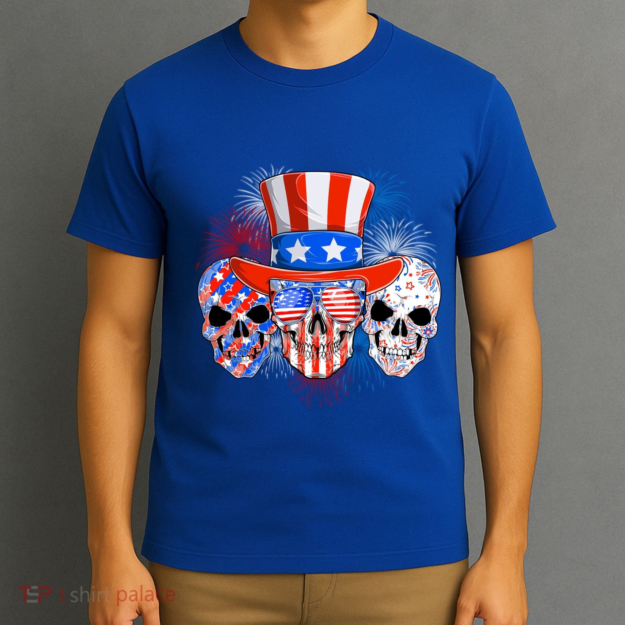 Skull American Flag 4th Of July Patriotic Usa Funny Great Gift T-Shirt